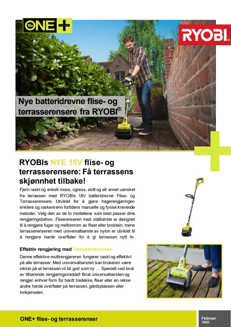 To nye batteridrevne flise- og terrasserensere fra RYOBI