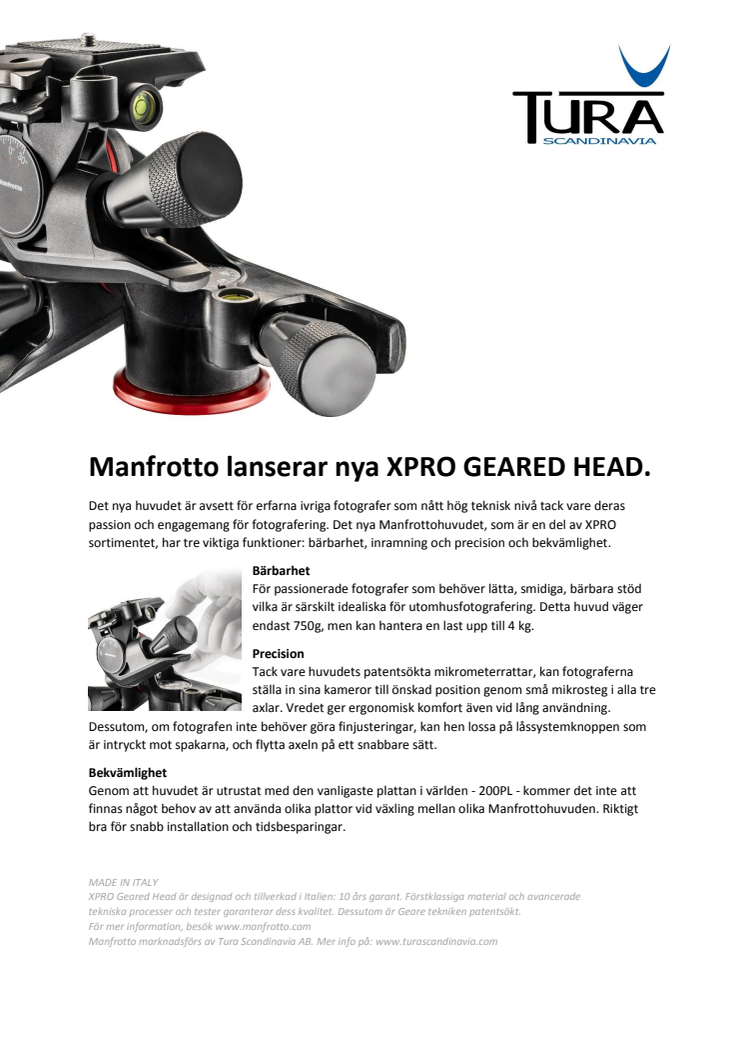 NYTT FRÅN MANFROTTO