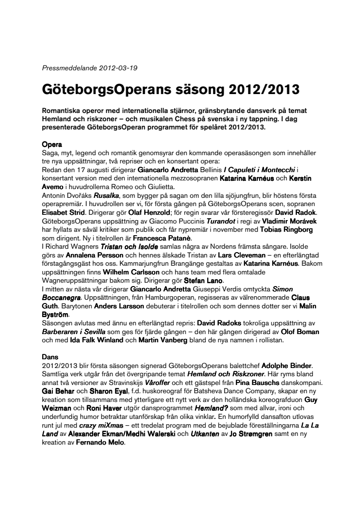 GöteborgsOperans säsong 2012/2013 