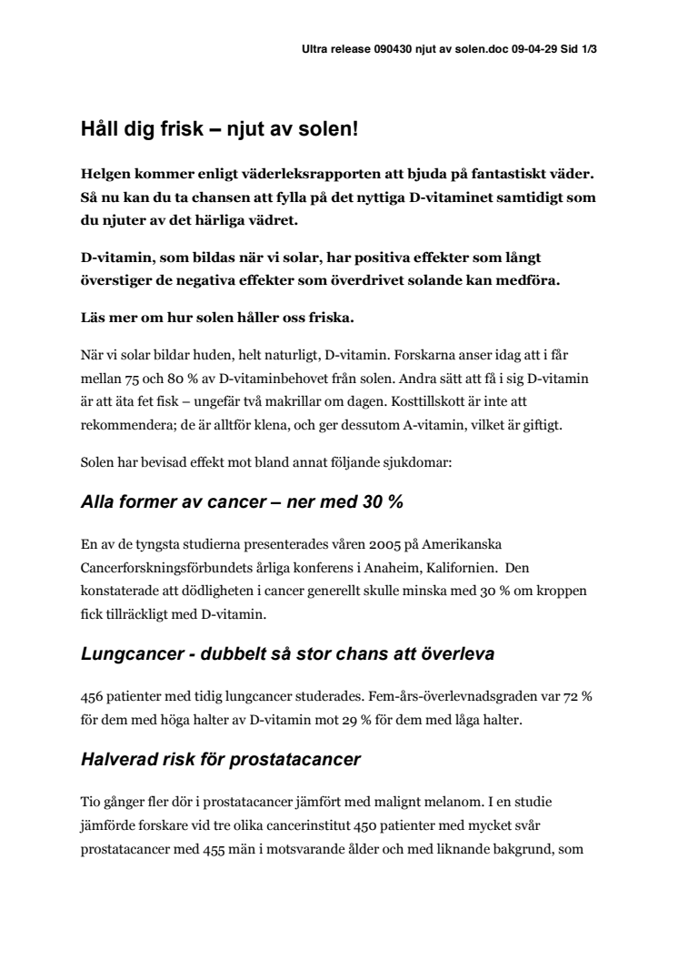 Håll dig frisk – njut av solen!