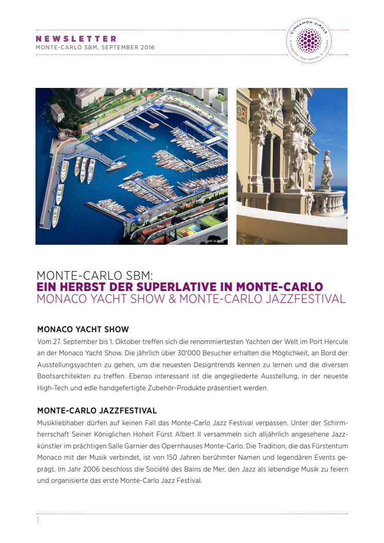 Ein Herbst der Superlative in Monte-Carlo:  Monaco Yacht Show & Monte-Carlo Jazzfestival