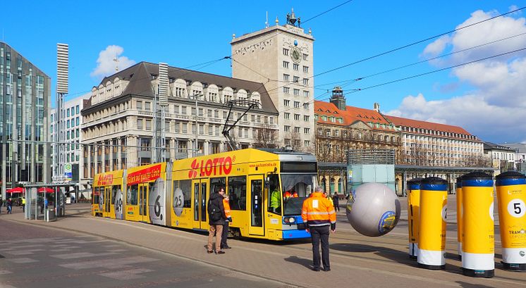 Tram-EM 2022 in Leipzig - Geschicklichkeitstest auf dem Augustusplatz