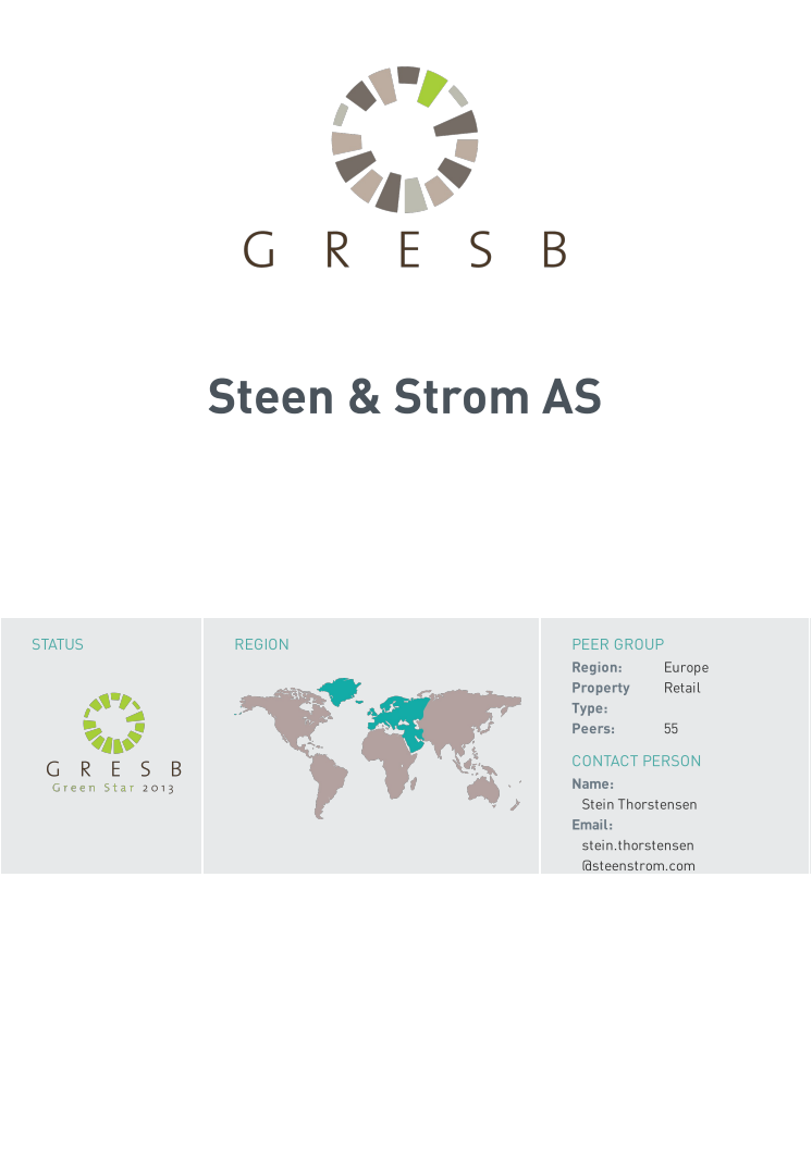 GRESB Scorecard 2013 - Steen & Ström