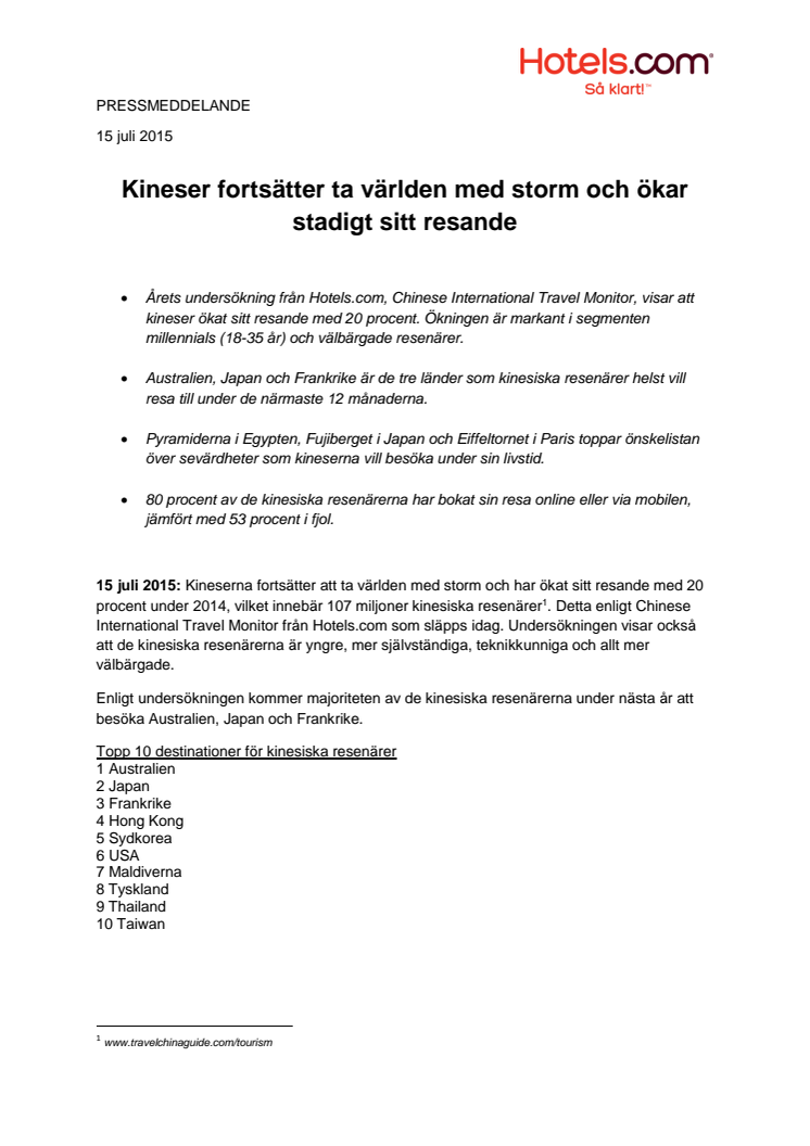 Kineser fortsätter ta världen med storm och ökar stadigt sitt resande