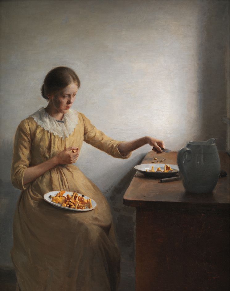 Peter Ilsted, En ung pige, der renser kantareller, 1892