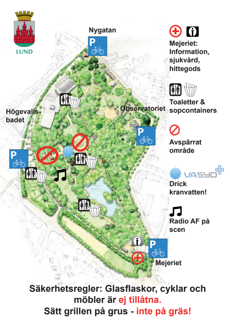 Karta för valborgsfirande i stadsparken