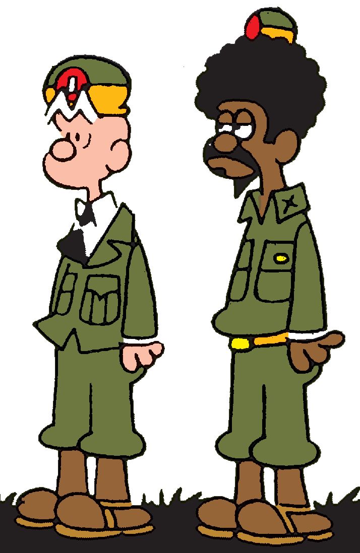 Karaktärerna Fänrik Fjun och Jack Flap i Knasen