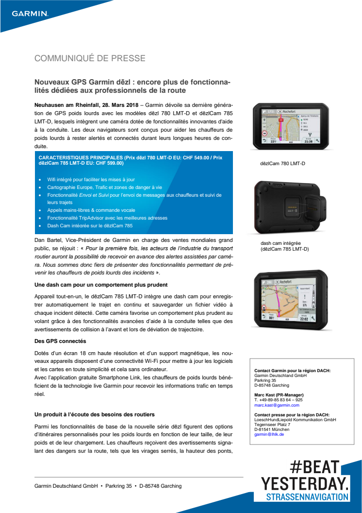 Nouveaux GPS Garmin dēzl : encore plus de fonctionnalités dédiées aux professionnels de la route