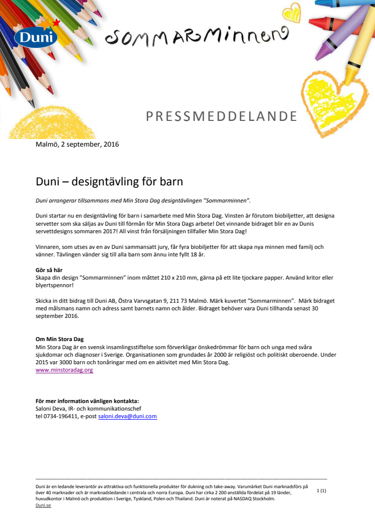 Duni – designtävling för barn