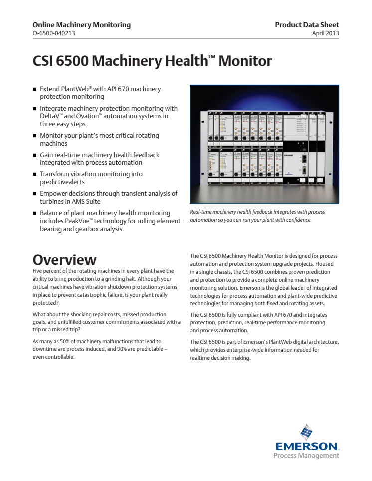 CSI 6500 Machinery Health™ Monitor online vibrationssystem