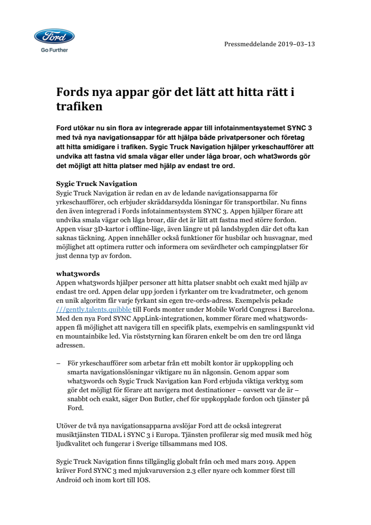 Fords nya appar gör det lätt att hitta rätt i trafiken