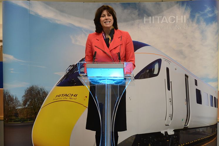 Rail Minister Claire Perry at event in Southampton Port 