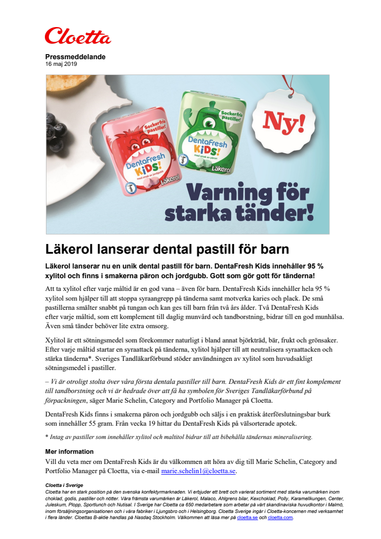 Läkerol lanserar dental pastill för barn