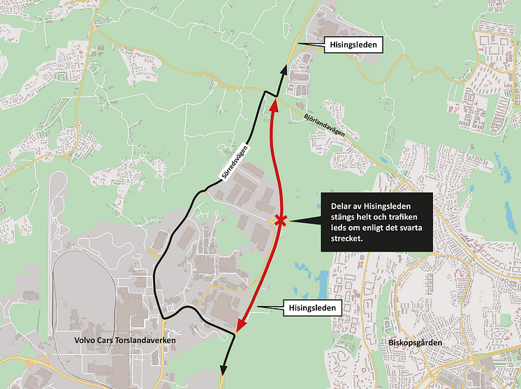 Hisingsleden stängs helt inför trafikomläggning