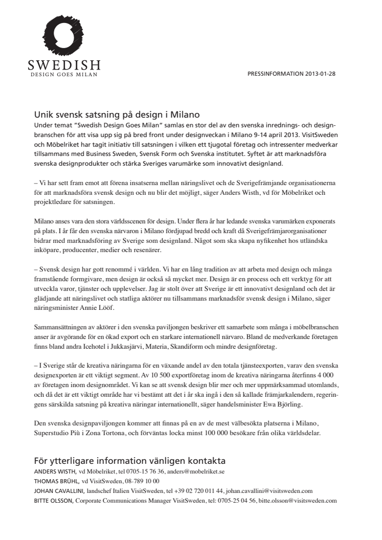 Unik svensk satsning på design i Milano