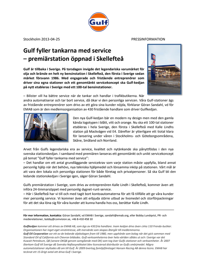 Gulf fyller tankarna med service  – premiärstation öppnad i Skellefteå