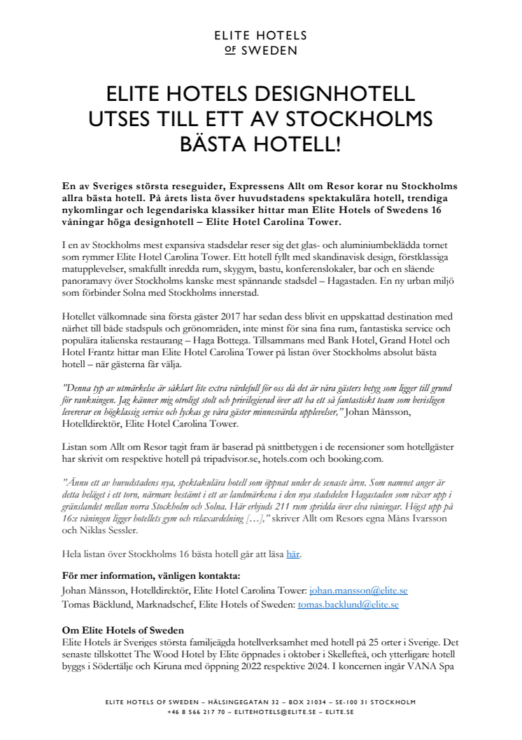 Elite Hotels designhotell utses till ett av Stockholms bästa hotell_Pressmeddelande.pdf