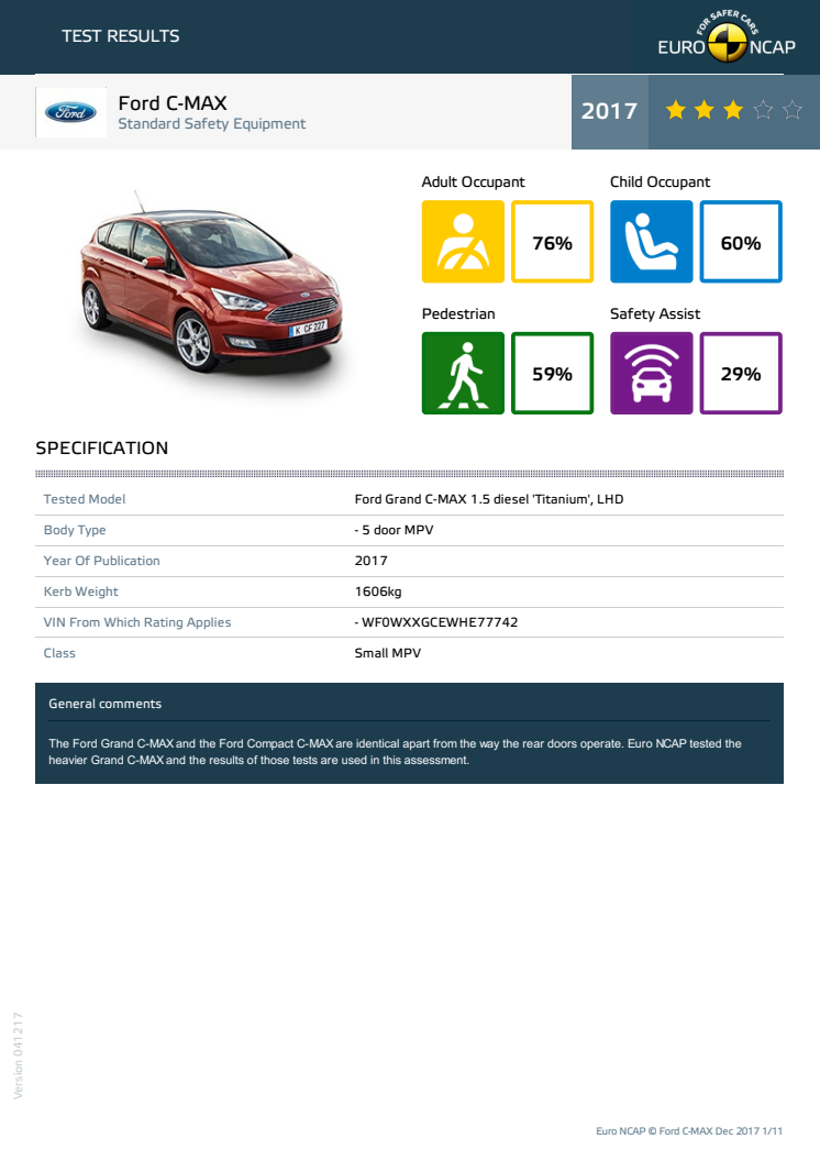 Ford C-MAX datasheet - Dec 2017