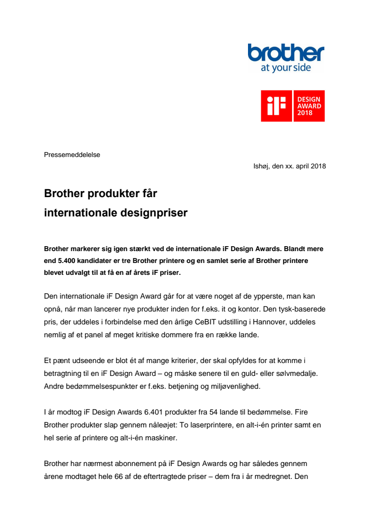 Brother produkter får internationale designpriser