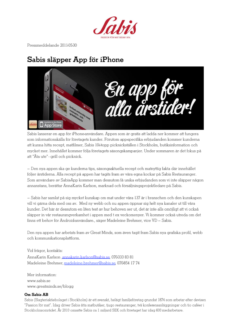 Sabis släpper App för iPhone