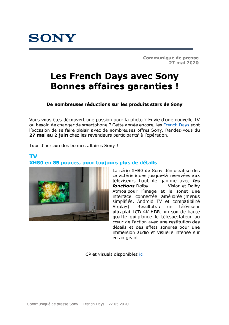 Les French Days avec Sony - Bonnes affaires garanties !