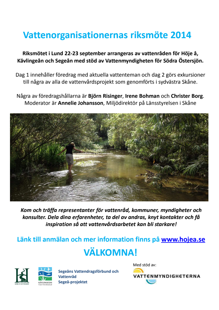 Program för riksmöte för vattenvård, Lund 22-23 september 2014
