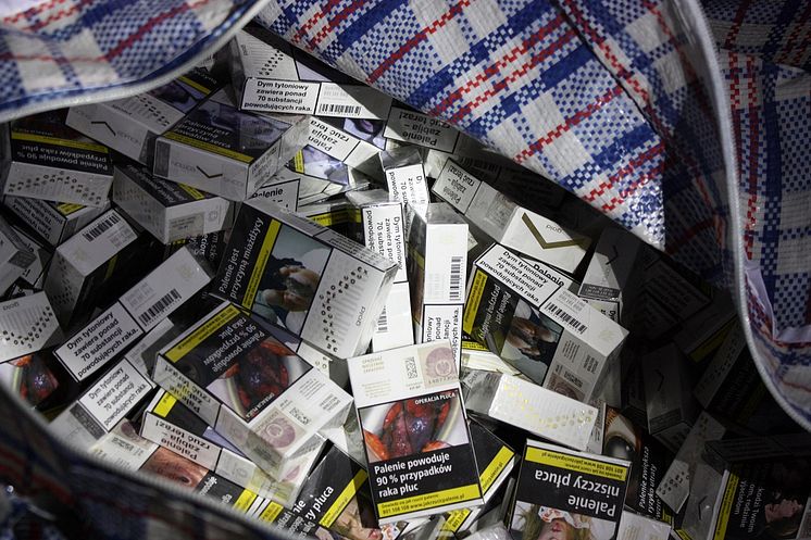 Cigarettes in laundry bag  at the storage unit