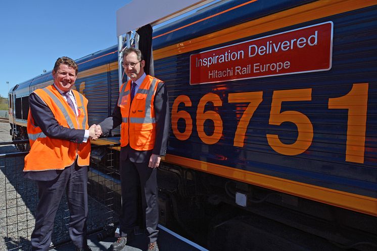 GB Railfreight celebrates relationship with Hitachi Rail Europe by naming Class 66 locomotive