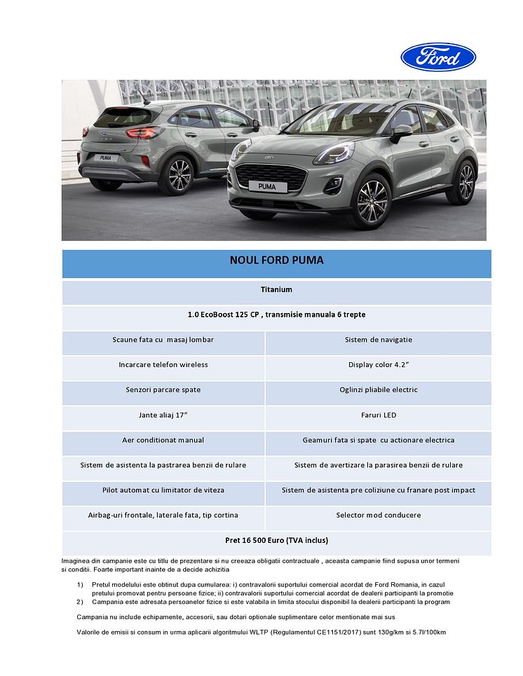 Oferta Lansare Ford Puma