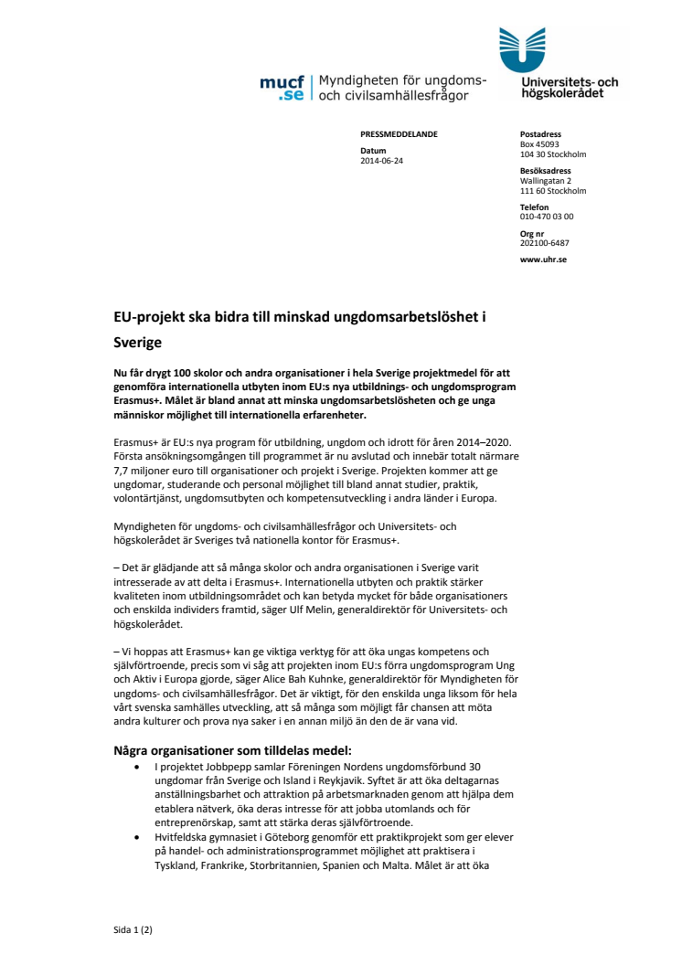 EU-projekt ska bidra till minskad ungdomsarbetslöshet i Sverige