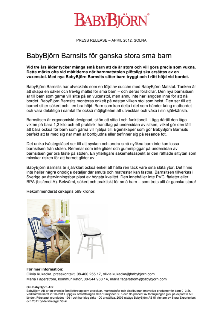 BabyBjörn Barnsits för ganska stora små barn