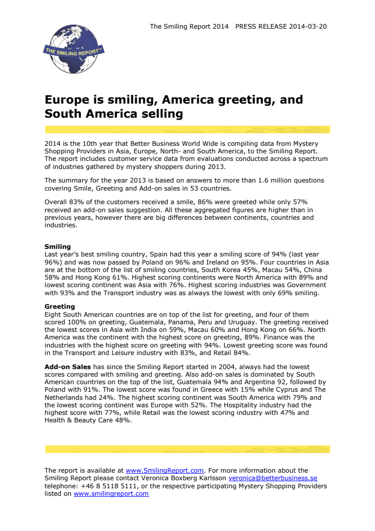 The Smiling Report 2014 in English