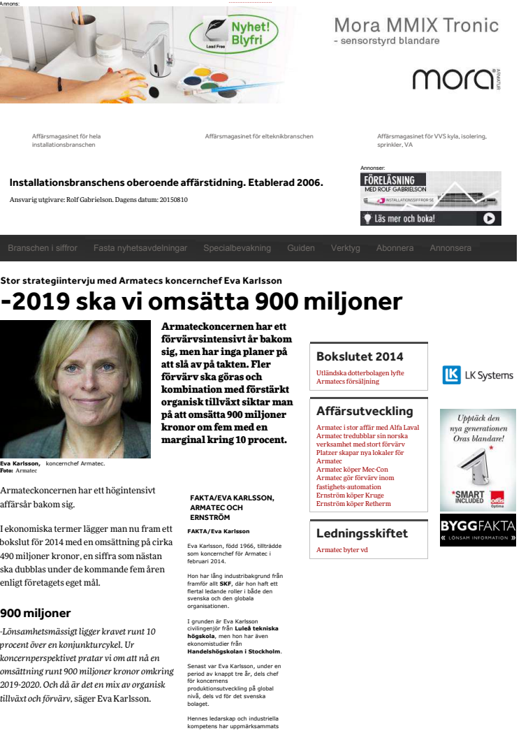 Stor stratergiintervju med Armatecs koncernchef Eva Karlsson
