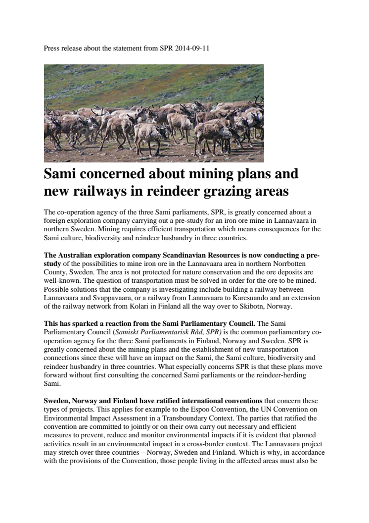 Gruvplaner och nya järnvägar i renskötselområden oroar samer i Norge, Sverige och Finland