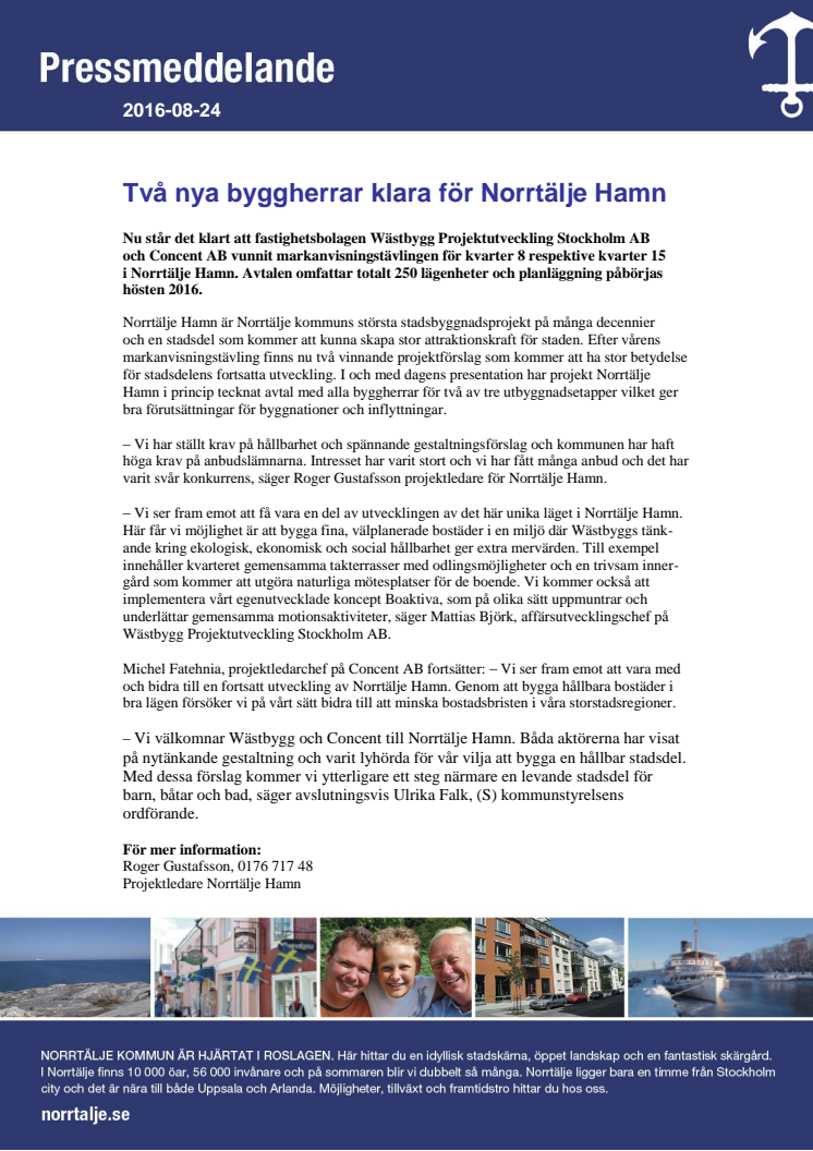 Två nya byggherrar klara för Norrtälje Hamn