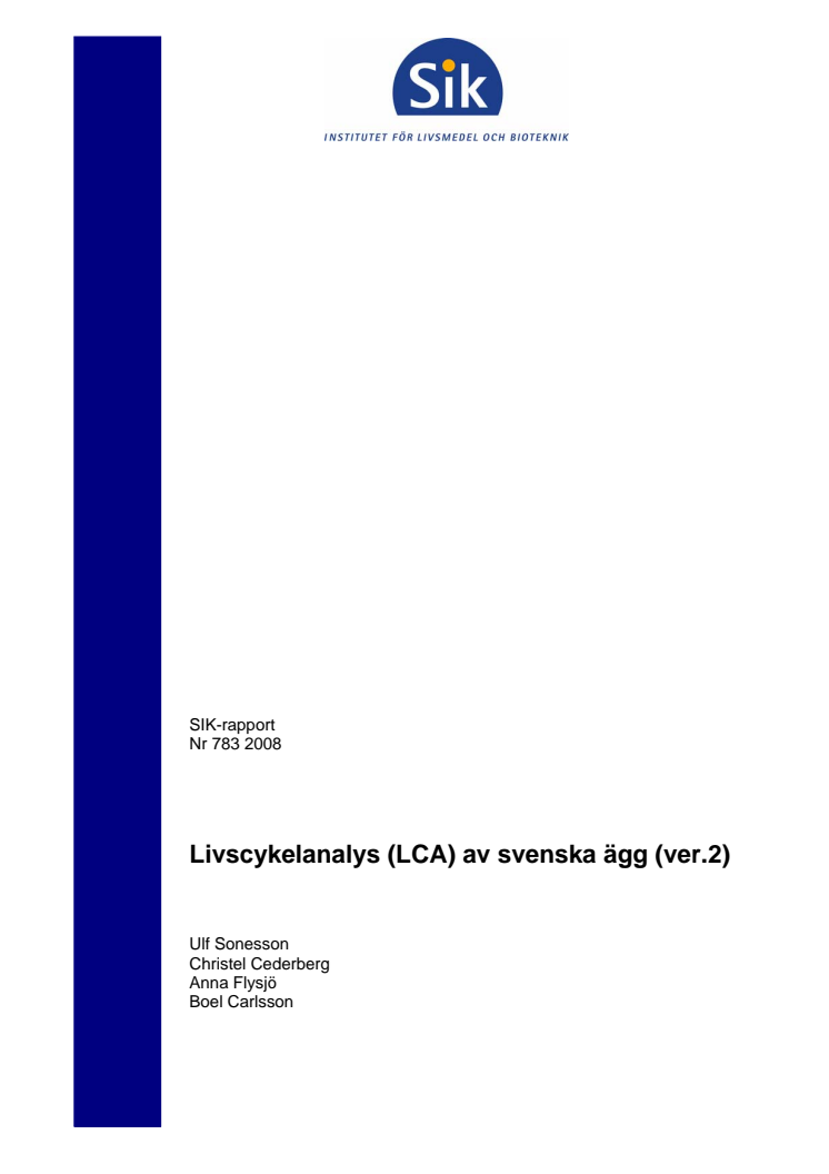 LCA ägg SIK-rapport nr.783 2008