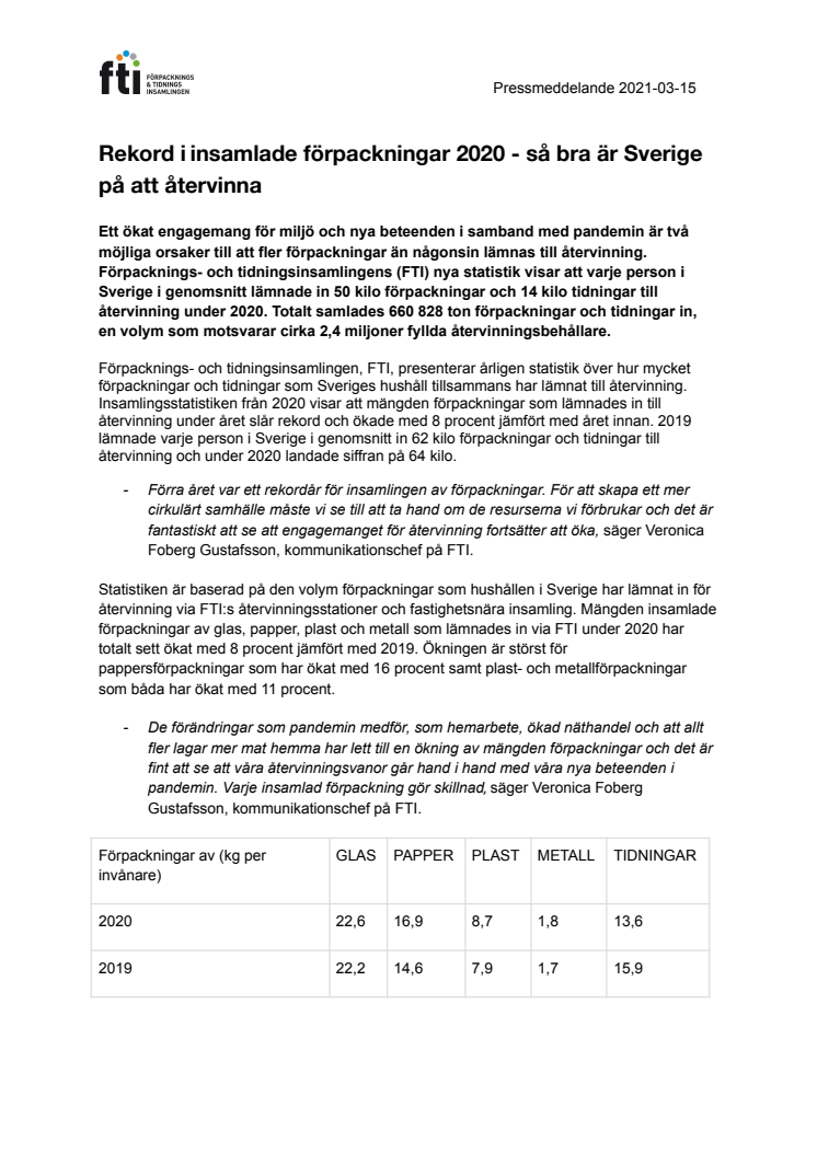 Rekord i insamlade förpackningar 2020 - så bra är Sverige på att återvinna