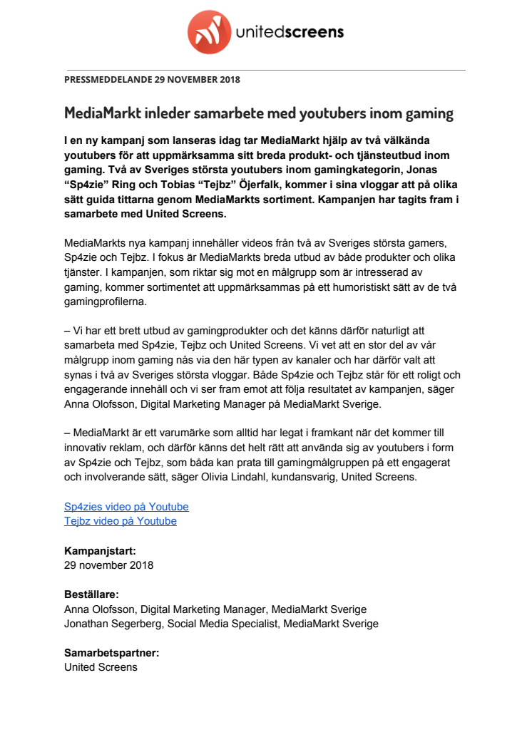 MediaMarkt inleder samarbete med youtubers inom gaming