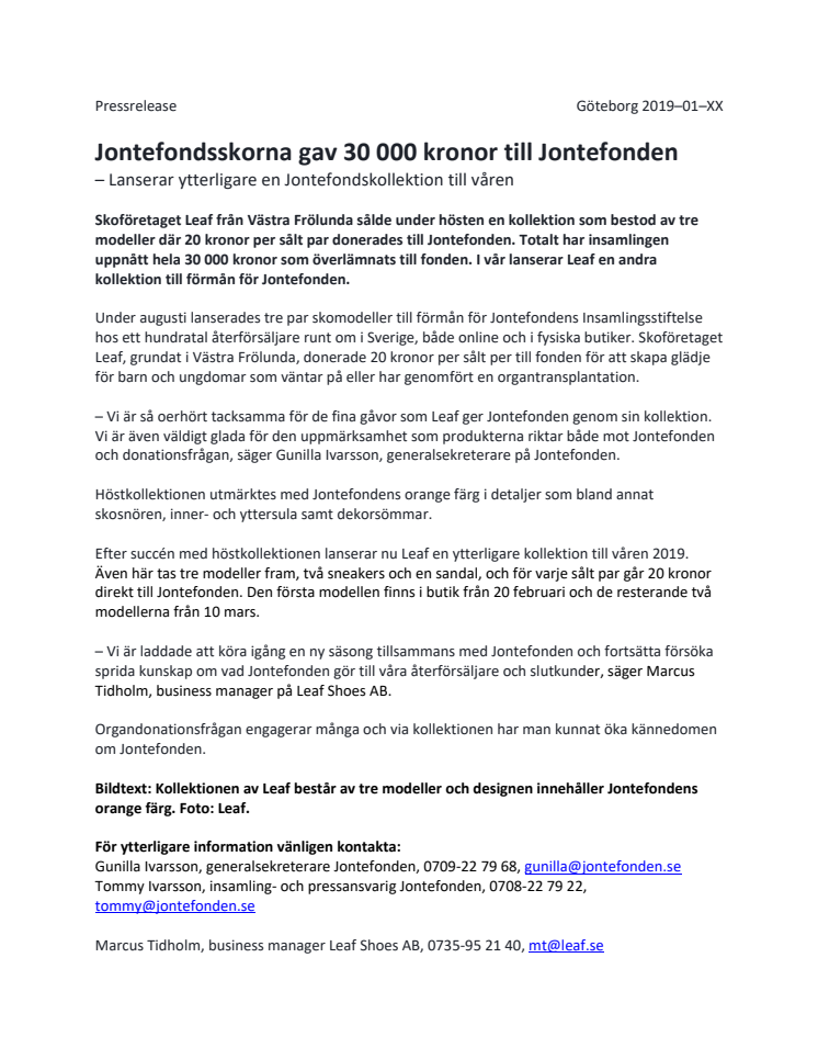 Jontefondsskorna gav 30 000 kronor till Jontefonden