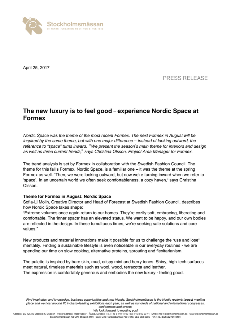 The new luxury is to feel good – experience Nordic Space at Formex