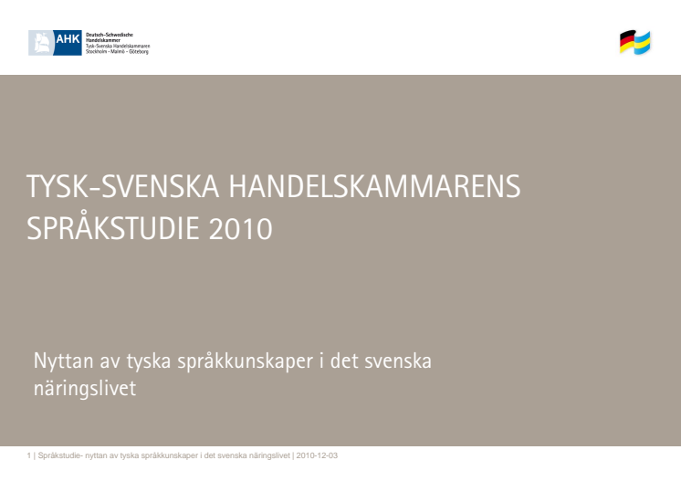 Tysk-Svenska Handelskammarens Språkstudie 2010