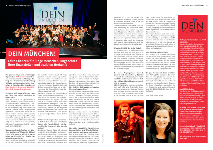 DEIN MÜNCHEN im weißBLAU Magazin des Münchner Marketing Clubs