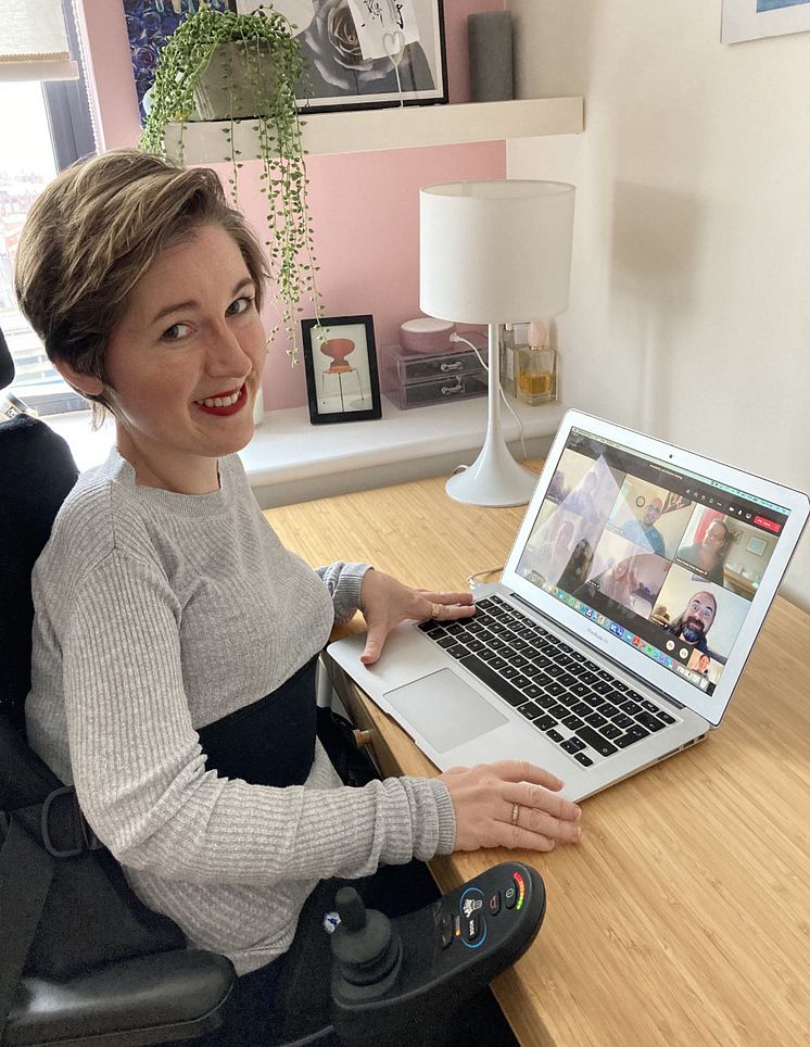 Sarah Rennie at desk