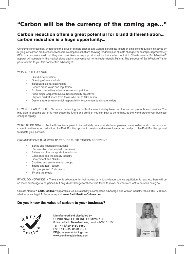 Earth Positive - carboon Opportunity Letter