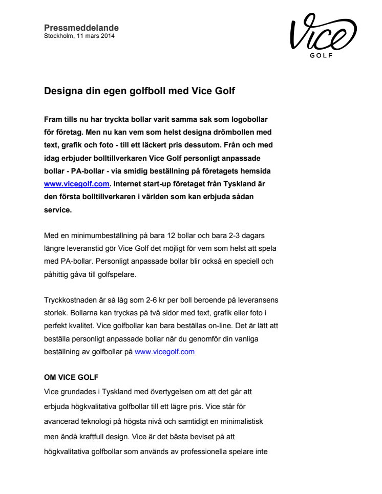 Designa din egen golfboll med Vice Golf