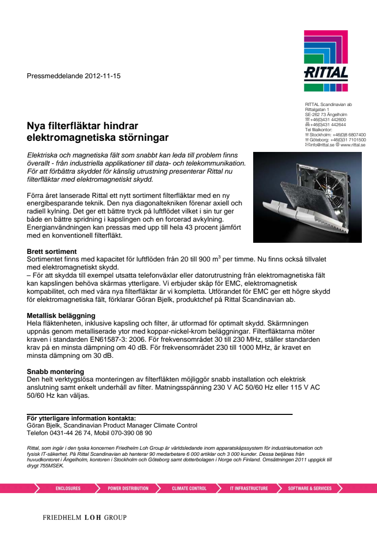 Nya filterfläktar hindrar elektromagnetiska störningar