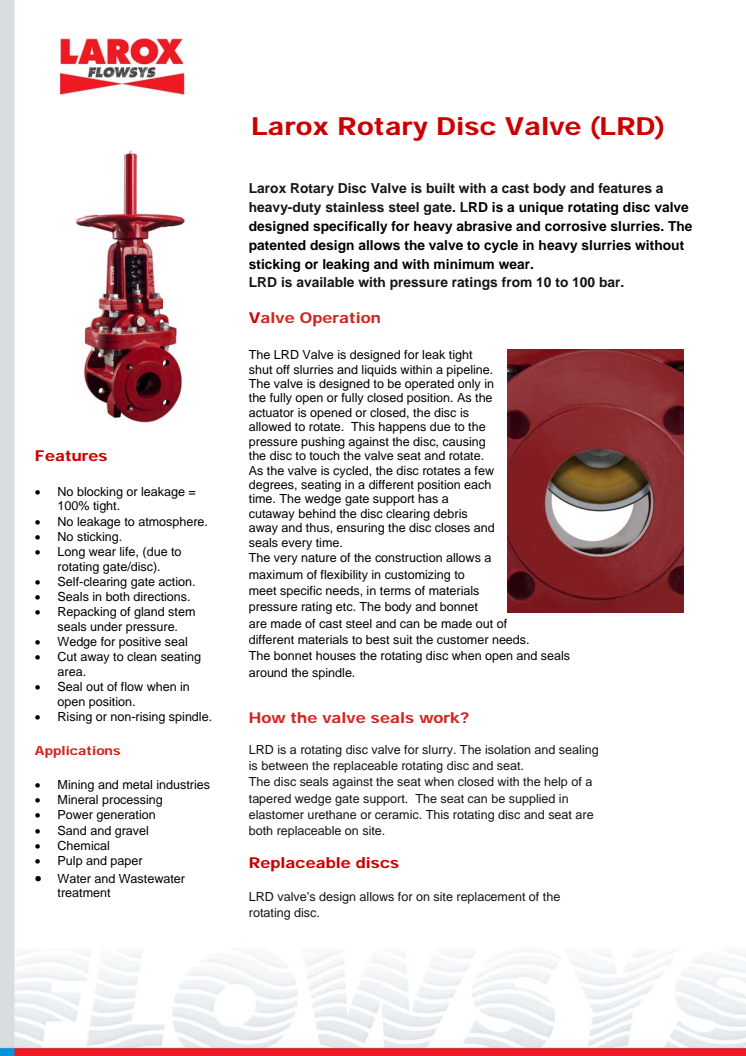 Flowrox Rotary Disc Valve 