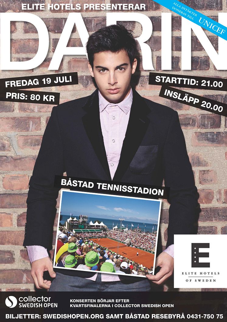 Elite Hotels presenterar konsert med Darin i Båstad