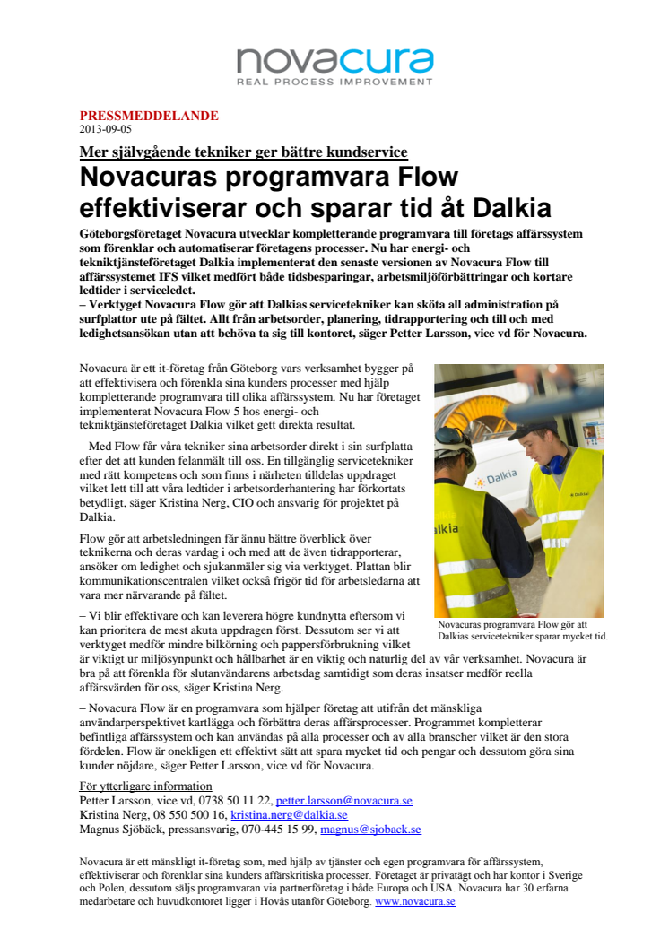 Novacuras programvara Flow  effektiviserar och sparar tid åt Dalkia