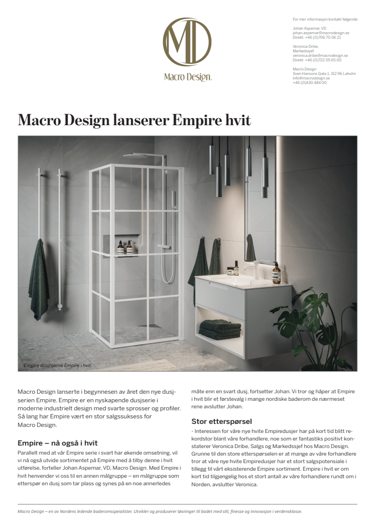 Macro Design lanserer Empire hvit